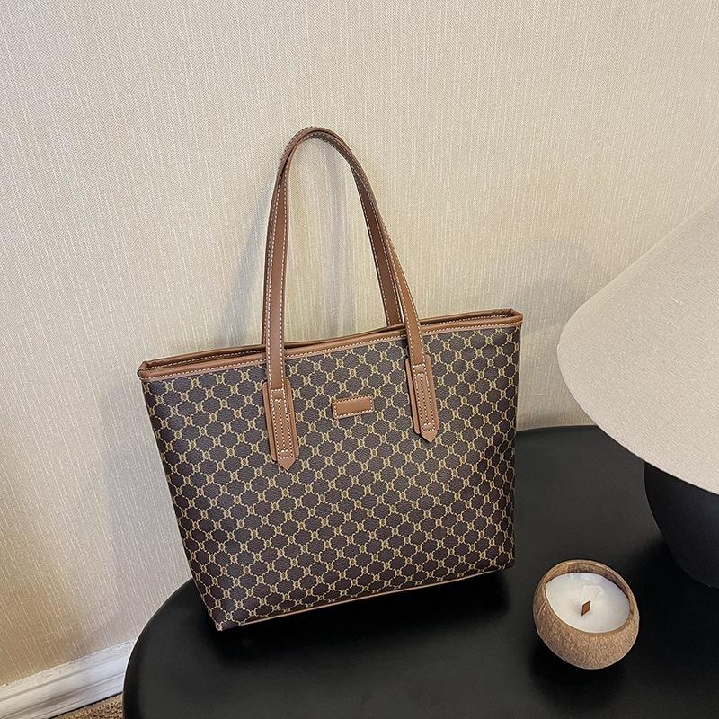 Bolso Tote de Alta Gama para Mujer con Estampado de Diamantes: Bolso de Hombro y Mano de Gran Capacidad Ligero de Lujo Tendencia 2025