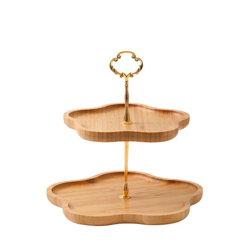 Bamboo & Wood Tiered Snack Tray