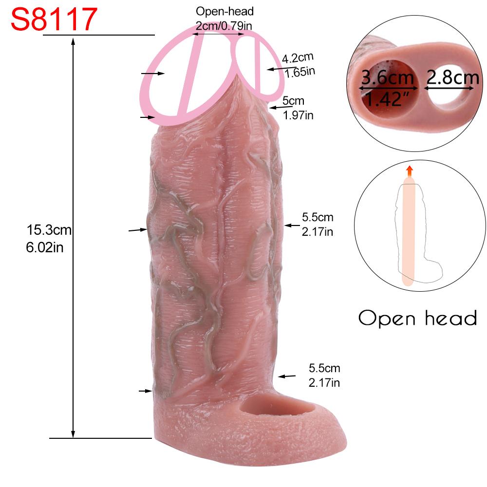 SXXY Adult Reusable Silicone Dick Sleeve Sex Toys Cock Sheath Penis Extender For Men Delay Ejaculation Cock ring Sex Shop Condom