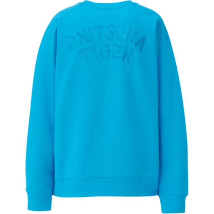 ONITSUKA TIGER Solid Color Round Neck Drop Shoulder Long Sleeve Sweatshirt Unisex Sweatshirt Blue 2183B183-301