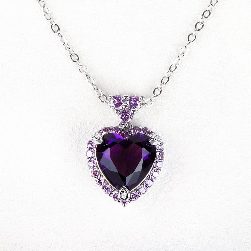 BELLA BOX Luxury Heart Pendant Necklaces For Women Purple Fashion Wedding Engagement Jewelry