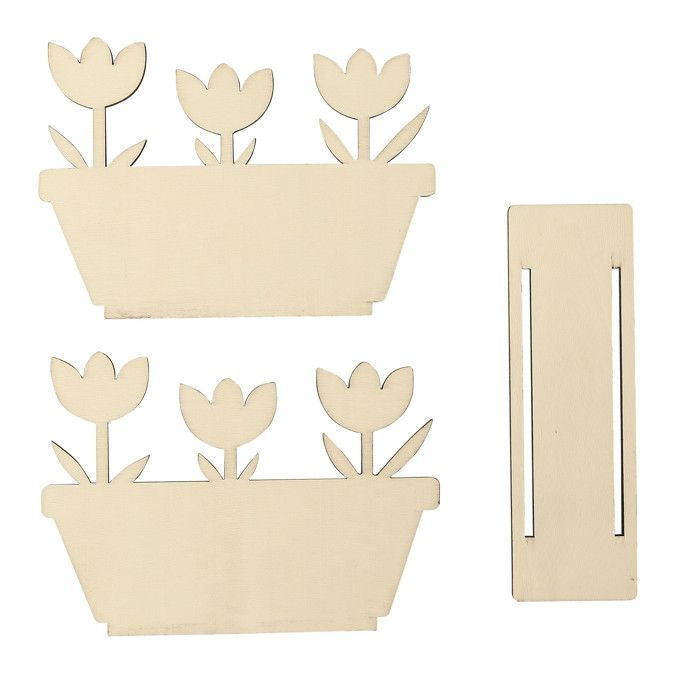 Porte-courrier tulipes en bois à monter et décorer 14 x 10 cm 3 pièces