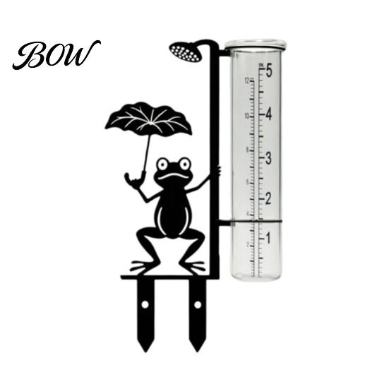 Decorative Garden Statue Frog Rain Gauge, Metal Holding Umbrella Stake, Gauge for Outdoors Measurement Outdoor Yard Lawn Decor Weather Monitoring Frog