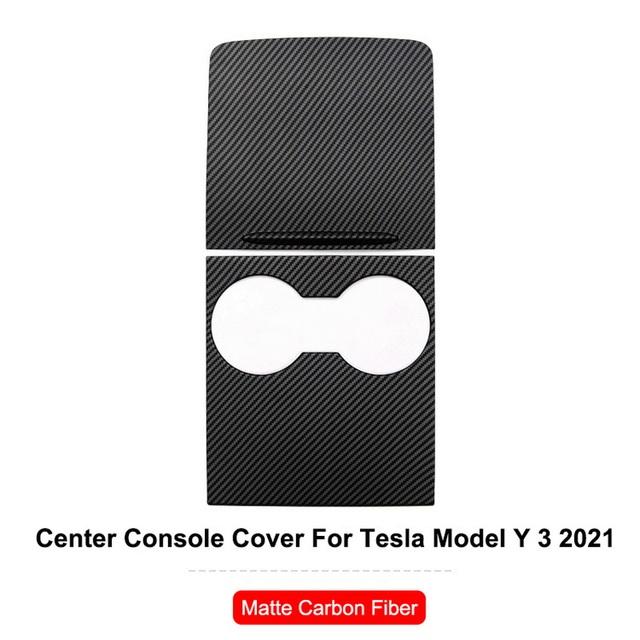 Ultra-thin Center Console Cover For Tesla Model Y 3 2023 Glossy Carbon Fiber Central Control Panel Trim Interior