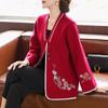 BaoLianDuo Mid-Age Women's Floral Embroidered Knitted Cardigan