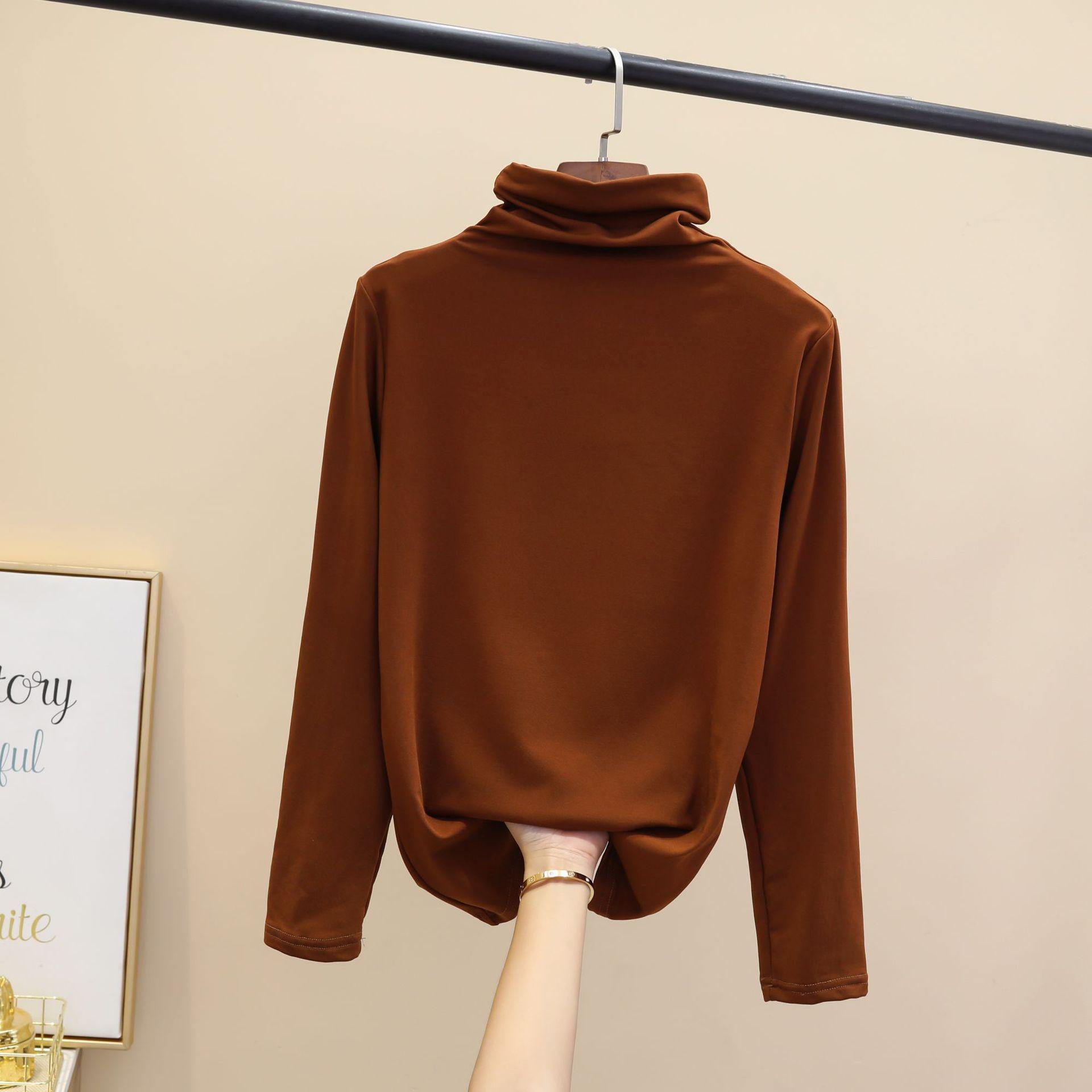 

Женский облегающий топ с полувысоким воротом, женская плотная футболка с длинными рукавами для осени и зимы XXL хаки