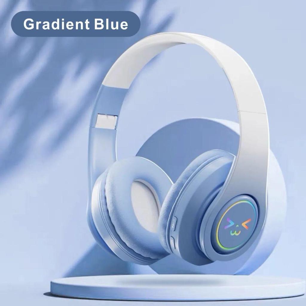 2025 Gradient Luminous Over-Ear Bluetooth Headphones with Card Slot - Universal Compatibility