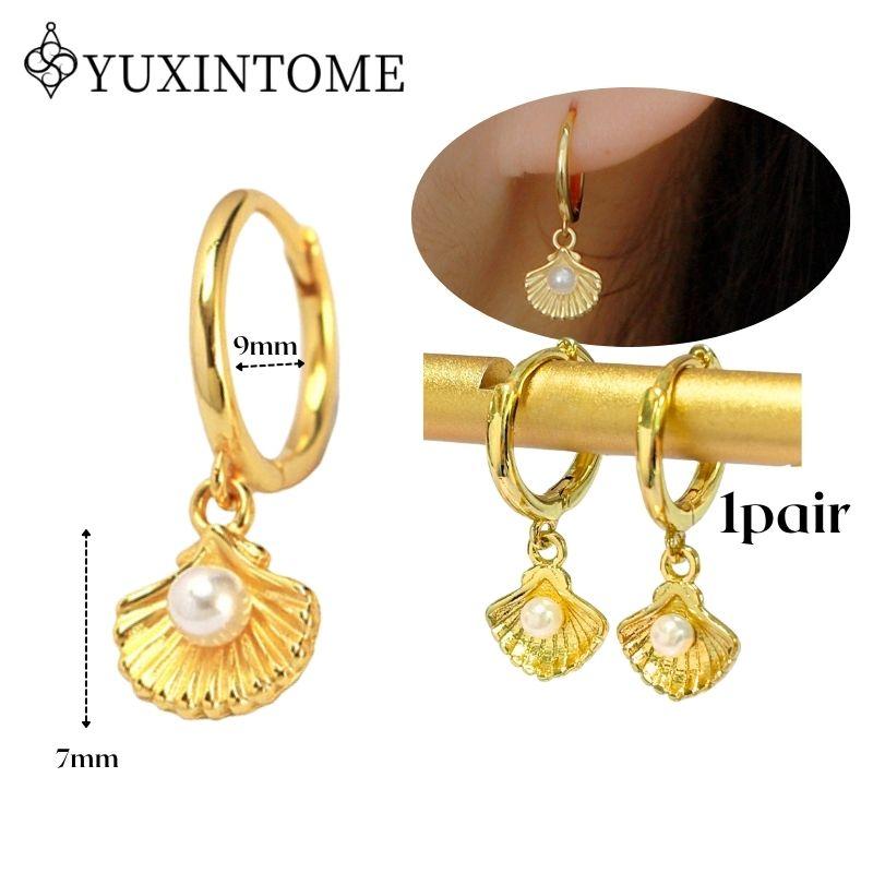 YUXINTOME 925 Silver Ear Needle Zircon Hoop gold Earrings For Women Square Plate Pendant Cutout Heart Earrings Fashion Jewelry
