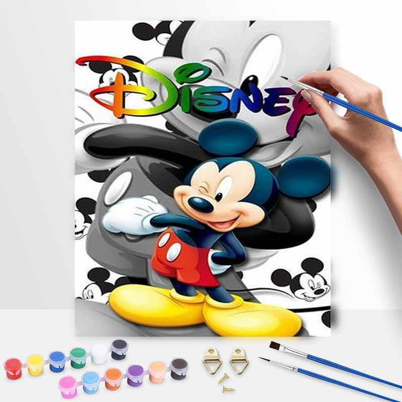 Disney Mickey Mouse Oil Art Painting Kit Home Wall Decor Handmade Gift Modern Craft Canvas Wall Art Painting Pictures For Living Room