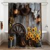 Western Cowboy Shower Curtain Farmhouse Barn Door Southwest Country Ranch Cowboy Boots Floral Rustic Southwestern Theme Bathroom
