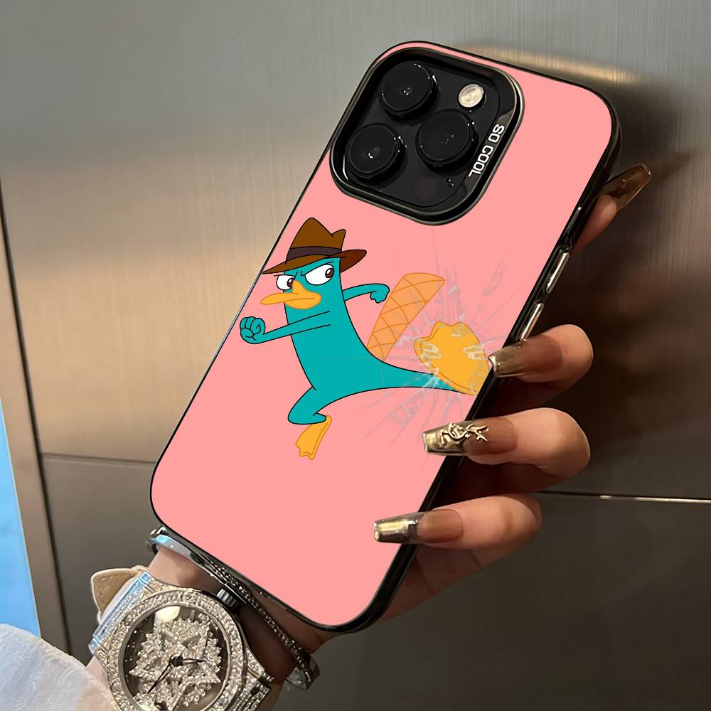 P-Perry The P-Platypus Phone Case For IPhone17 16 11 12 13 14 15 16 Pro Max Plus Cover Colored Silver Funda Bumber