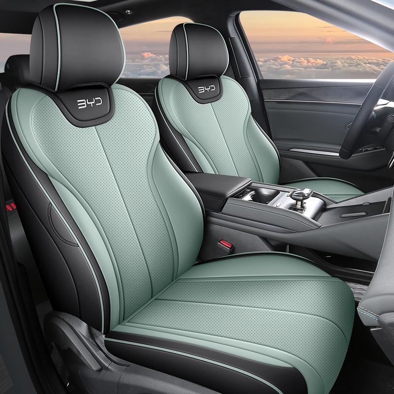BYD Qin L Compatible Full Leather Car Seat Cushion - All-Season, Five-Seat Design