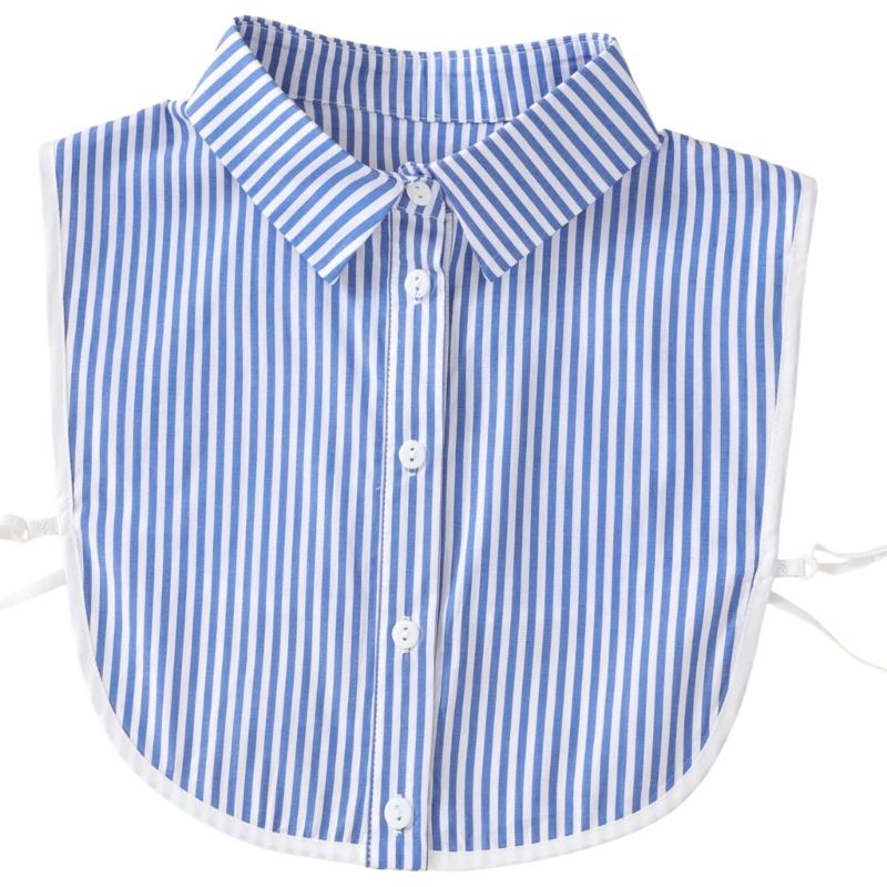 Модный съемный воротник-обманка с белыми полосками, аксессуар для блузки, профессиональная офисная одежда светло-синий