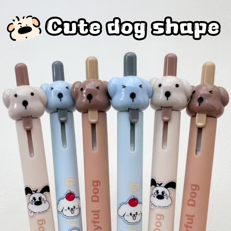 3/6pcs Cartoon Dog Gel Pen Set Fun Puppy Design 0.5mm Fine Tip Erasable Black Color Ink Pens Quick-Drying Pen Study