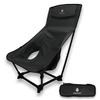 BOKKURY Outdoor Chair, Low Chair, High Back, Cross-legged Chair, Lightweight 1.2kg, Compact, Flame-Retardant TC Material, Camping, Low Style (Black)