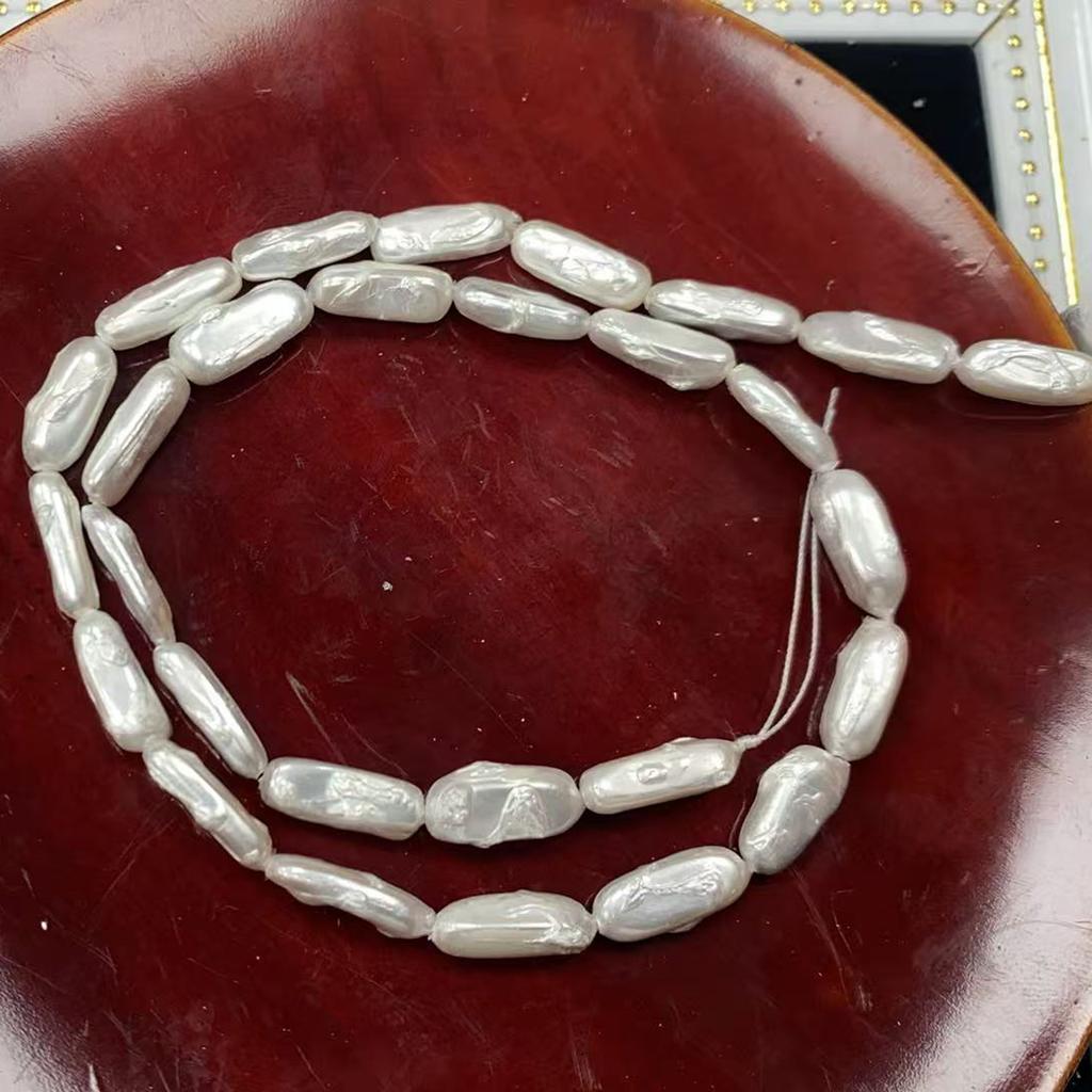 1 Strand Elongated Long Rice Natural Shell Beads 5x15mm White Bar Imitation Pearl Beads 38cm For DIY Necklace Bracelet Jewelry Making