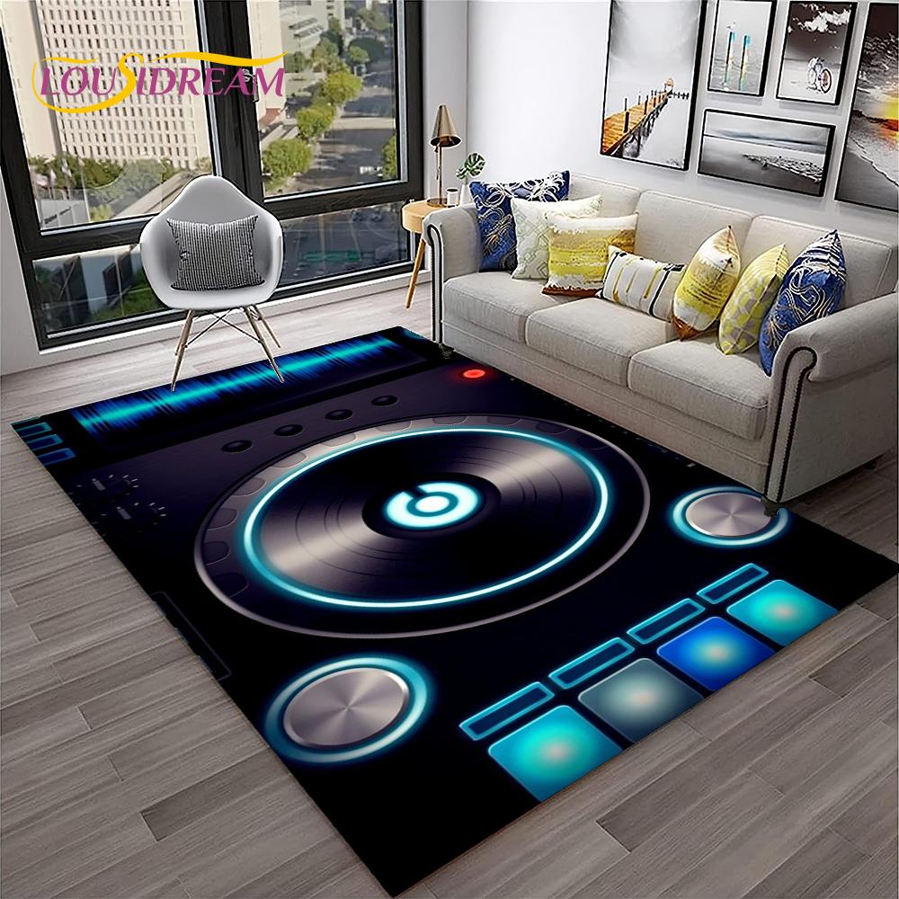 Muzyka Sztuka 3D Płyta Winylowa Retro Dywanik Dywan do Domu Salon Sypialnia Sofa Wycieraczka Dekor, Dywanik do Zabawy dla Dzieci Antypoślizgowa Mata Podłogowa