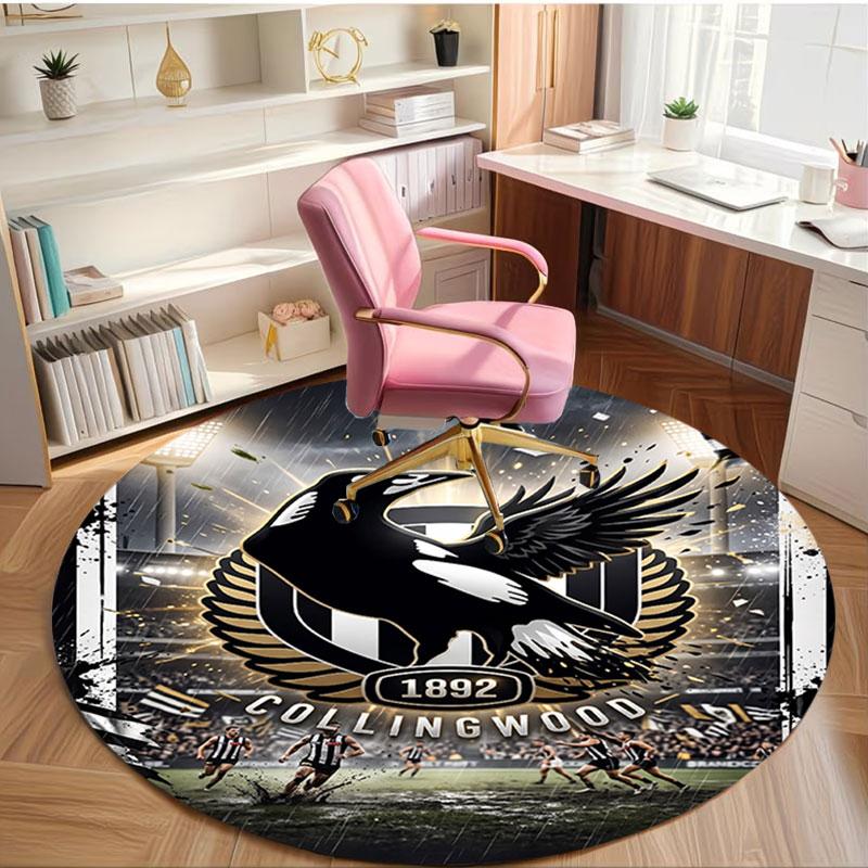Collingwood Football Print Round Rug, Washable Floor Carpet, For Entryway Dorm Laundry Room Office Study, Home Decor Birthday Christmas Gift