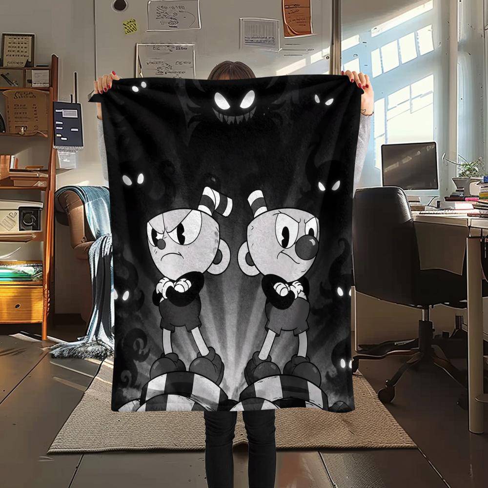Cuphead Flannel Blanket, High quality Comfortable for All Seasons, Home Decor, Warmth and Comfort