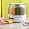 Rotating Grain Dry Food Dispenser Countertop - 6 Grids Cereal Tank Dispenser for Lentils, Rice, Beans - Kitchen Pantry Storage Container