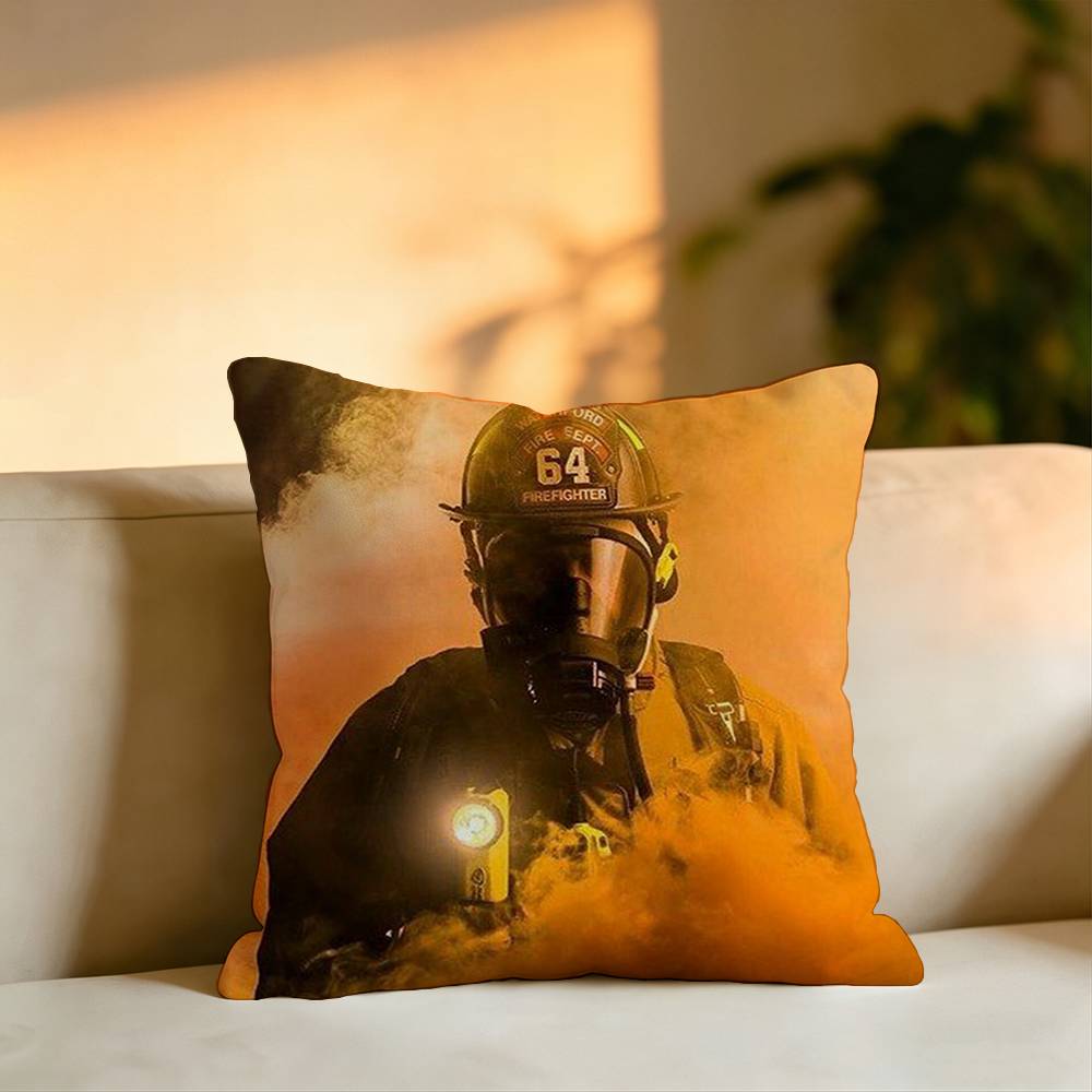 Firefighters Put Out Fires Square DoubleSided printed Pillow Case Bedroom Bedside Pillow Sofa Cushion Cover