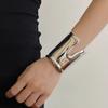 Exaggerated Metal Wide Open Bracelets Gold Curved Tube Bangle Vintage Geometric Bracelets  Women