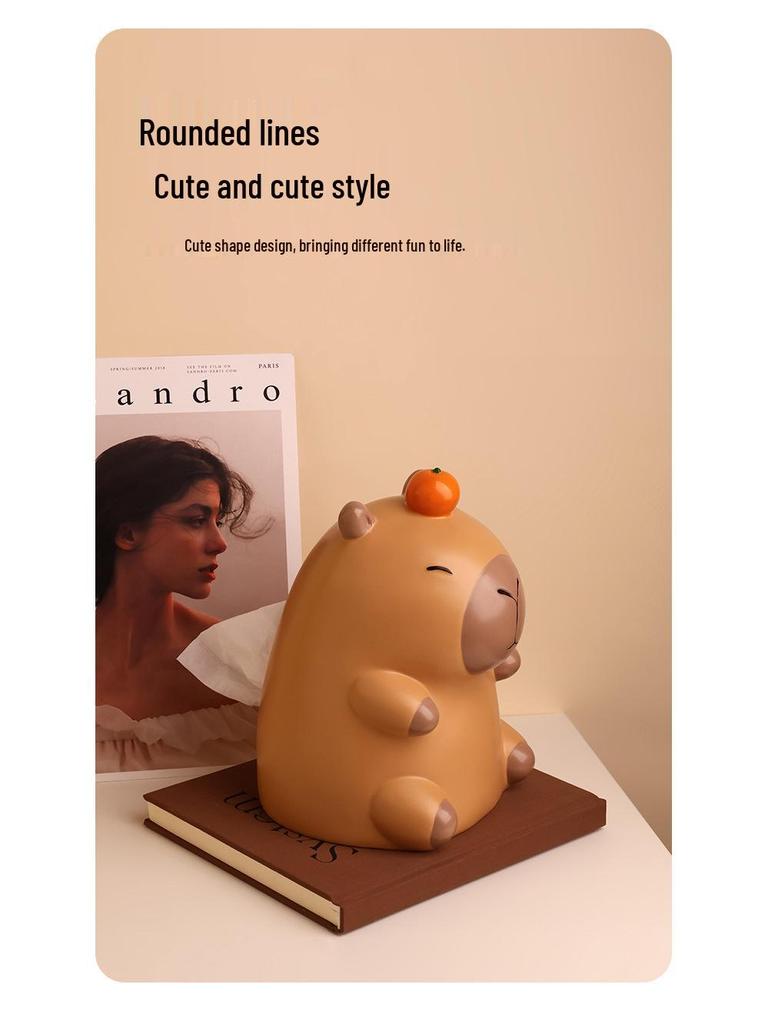Capybara Cartoon Tissue Box - Cute Creative Desktop Paper Storage for Living Room