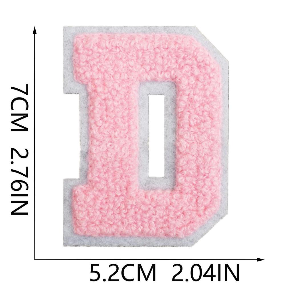 Roaring Sky A-Z Pink Chenille Embroidery Patch: 7cm Iron-on Sticker for Bags