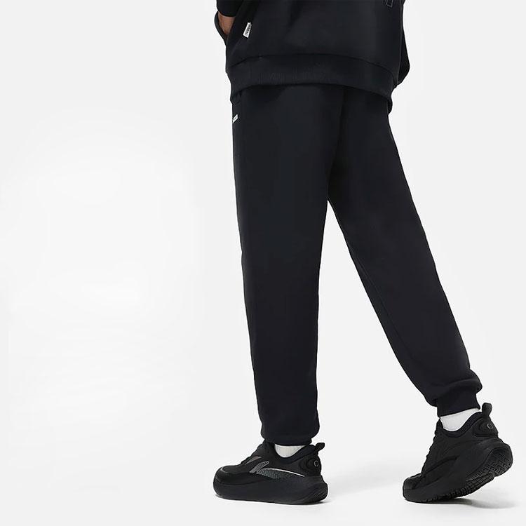 Li-Ning Plain Mid Waist Fleece Cuffed Knit Sports Pants Men Bottoms AKLT897-2