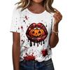 Women's Casual Halloween Print Short Sleeve T-Shirt