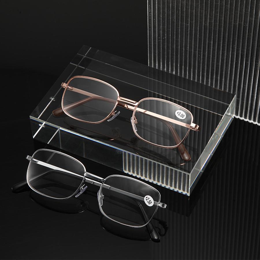 Reading Glasses Men Metal Rectangular Corrective Eyewear Frame Vintage Women Unisex Eyewear Optical Spectacles Male Goggle +1.00