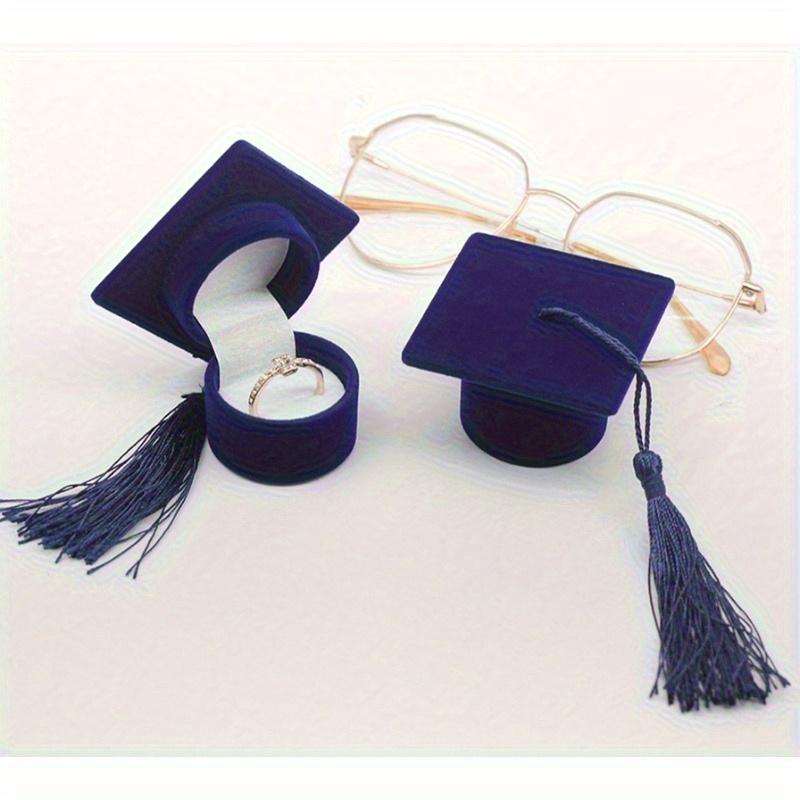 

Бархатная шкатулка для колец, выпускной, шапочка бакалавра, упаковка ювелирных изделий, свадебная помолвка, серьги, шкатулка, органайзер для ювелирных изделий синий