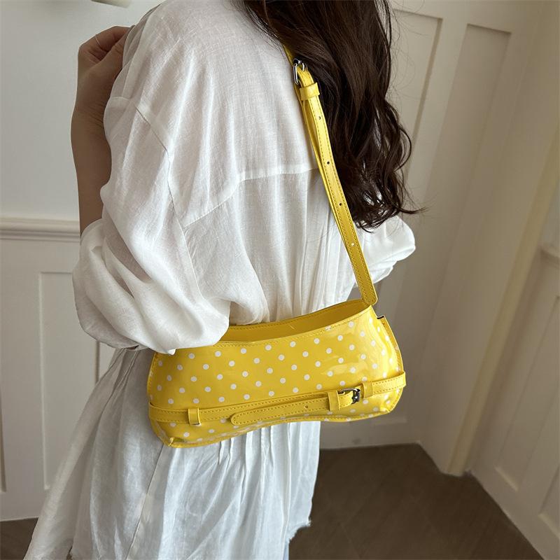 Vintage Polka Dot Color Block Women Fashion Single Shoulder Handheld Underarm Small Square Bag