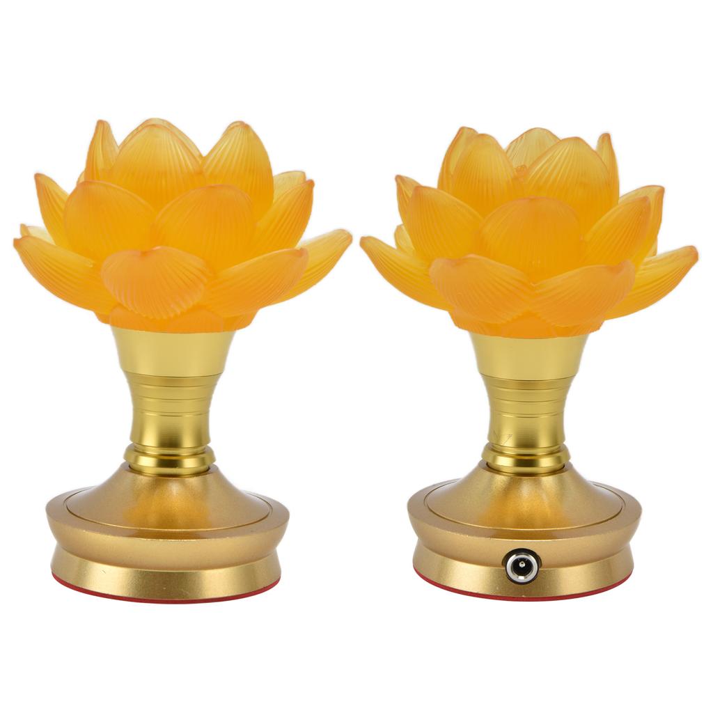 2 Set LED Buddhist Light 3 Color Adjustment Buddha Lamp Plug In Flower Light for Home Buddhist
