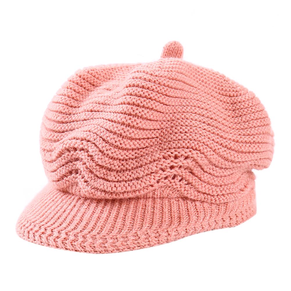 Women Knitted Cap Peaked Octagonal Beret Cap Fashionable Winter Autumn Hat