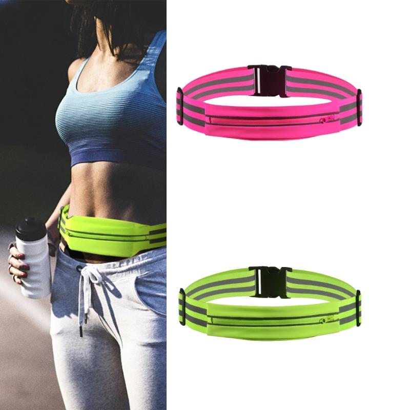 Reflective Glow Belt Be Seen and Protected During Nighttime Workouts! Reflective Waist Belt Storage Pocket Armbands