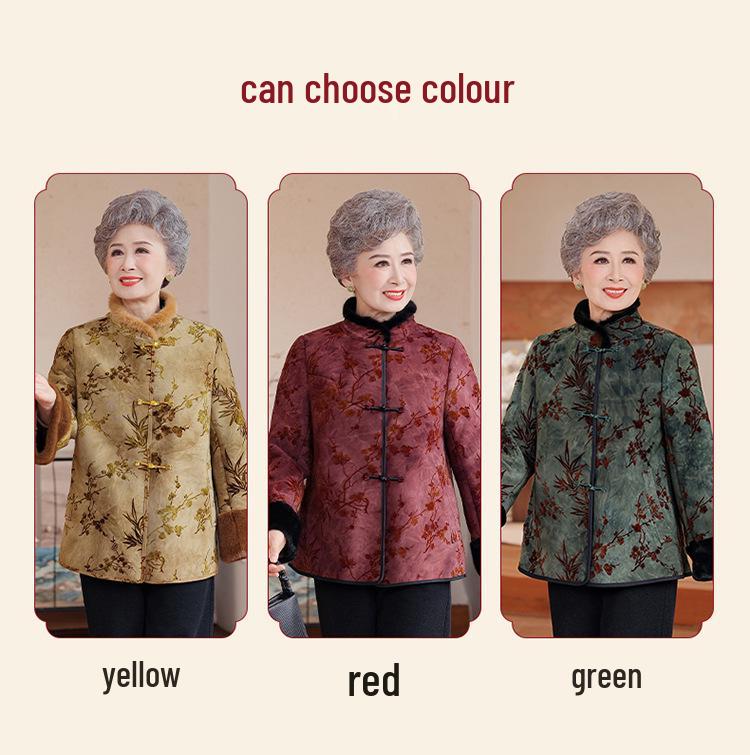 Grandmother's Fur-Lined Winter Coat for Middle-Aged & Elderly Women