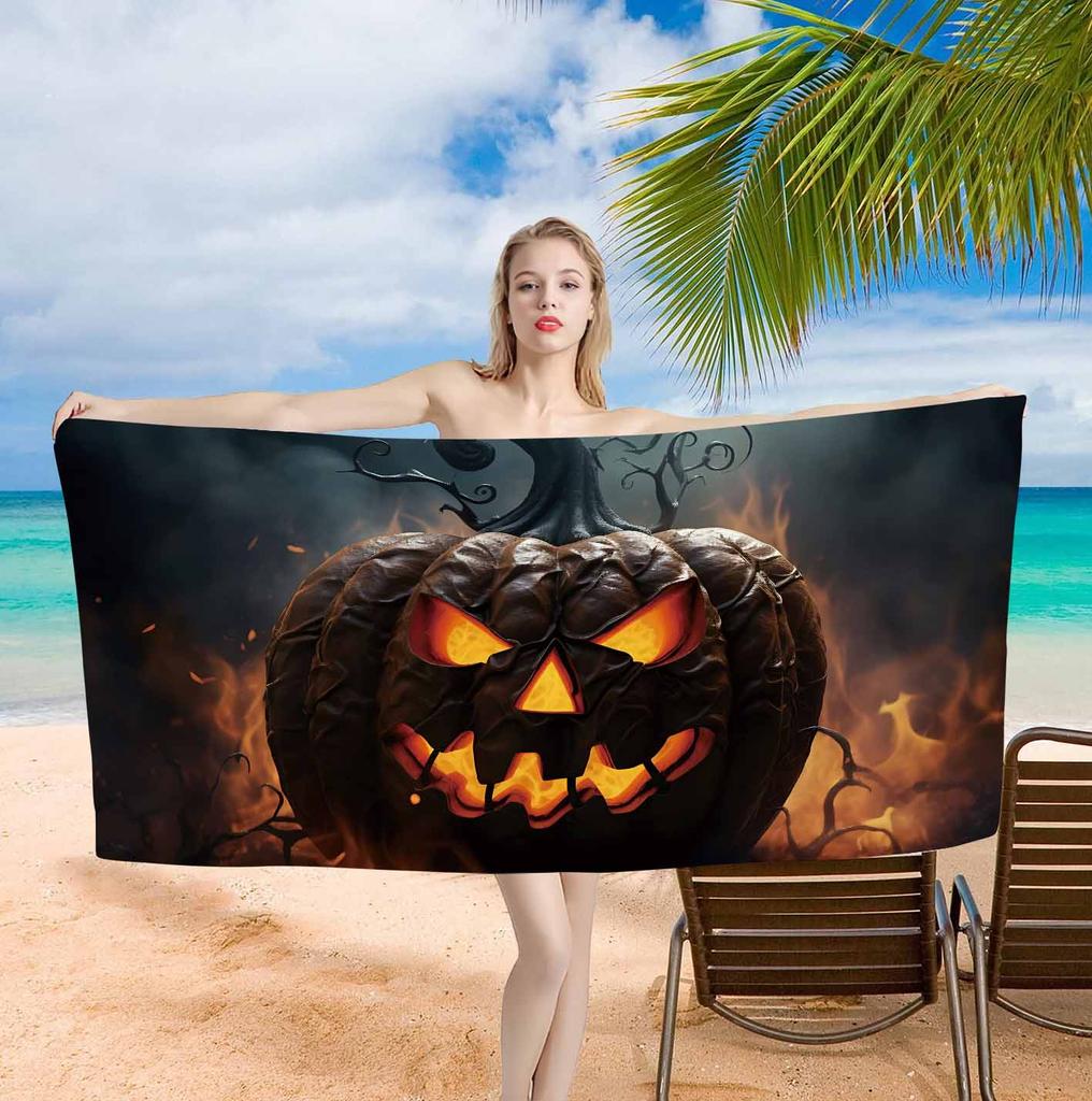 Halloween pumpkin background single-sided printing Beach Towel Home Decoration Bath Towel 75x150cm Bathroom