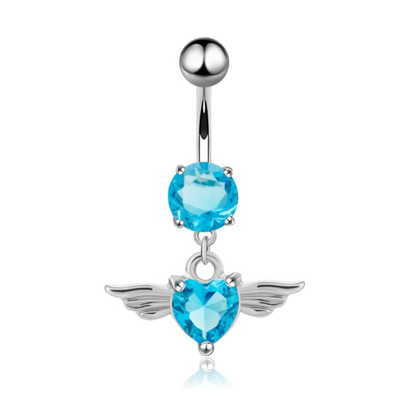 New Angel Wings Wing Shishi Navel Ring Inlaid Diamond Love -Shaped Navel Fastening Assassination Jewelry