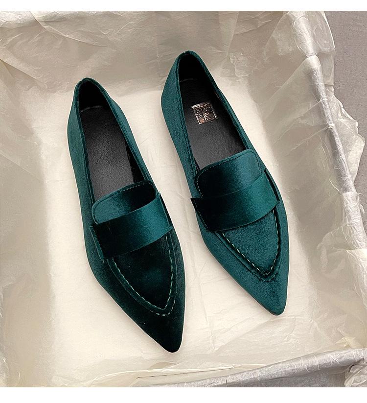 2025 Korean Style Pointed Toe Square Heel Slip-on Women's Fashion Flats