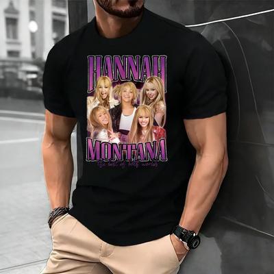 Miley Cyrus Hannah Montana Hip Hop Ρετρό Στυλ Γραφικά T-Shirts Άνδρες Γυναίκες Μόδα Casual Βαμβακερό T-Shirt Harajuku Streetwear