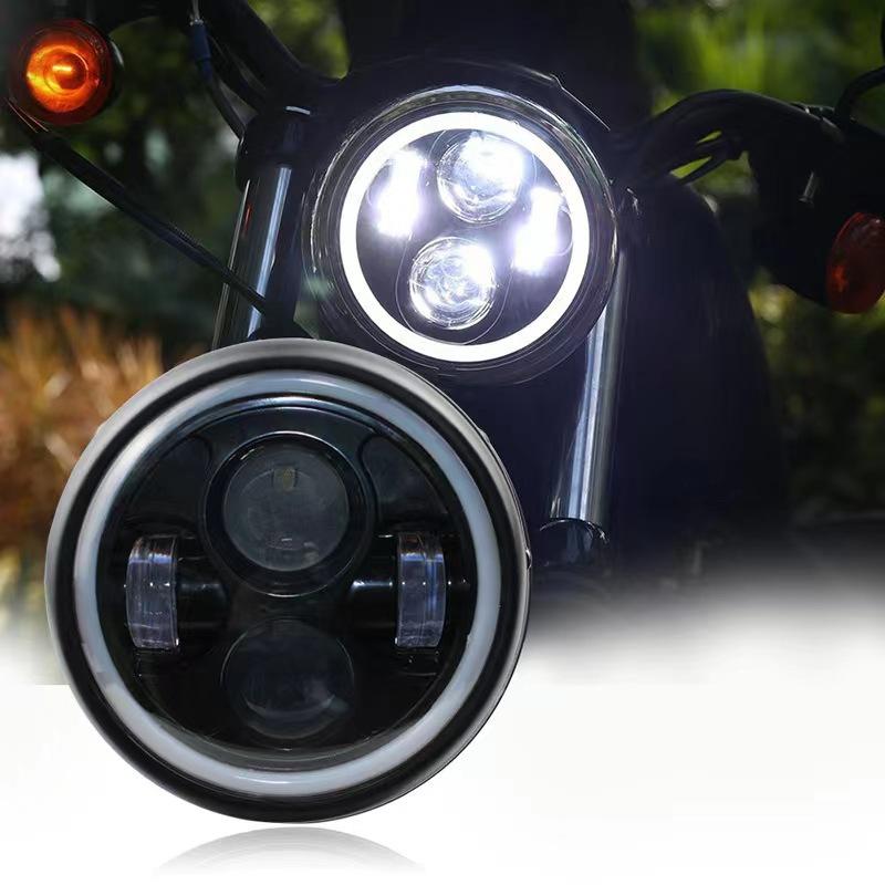 Motorbike LED Headlamp 12V Angel Eye DRL Light Strong Lumens for Cruiser Scooter and Touring Applications