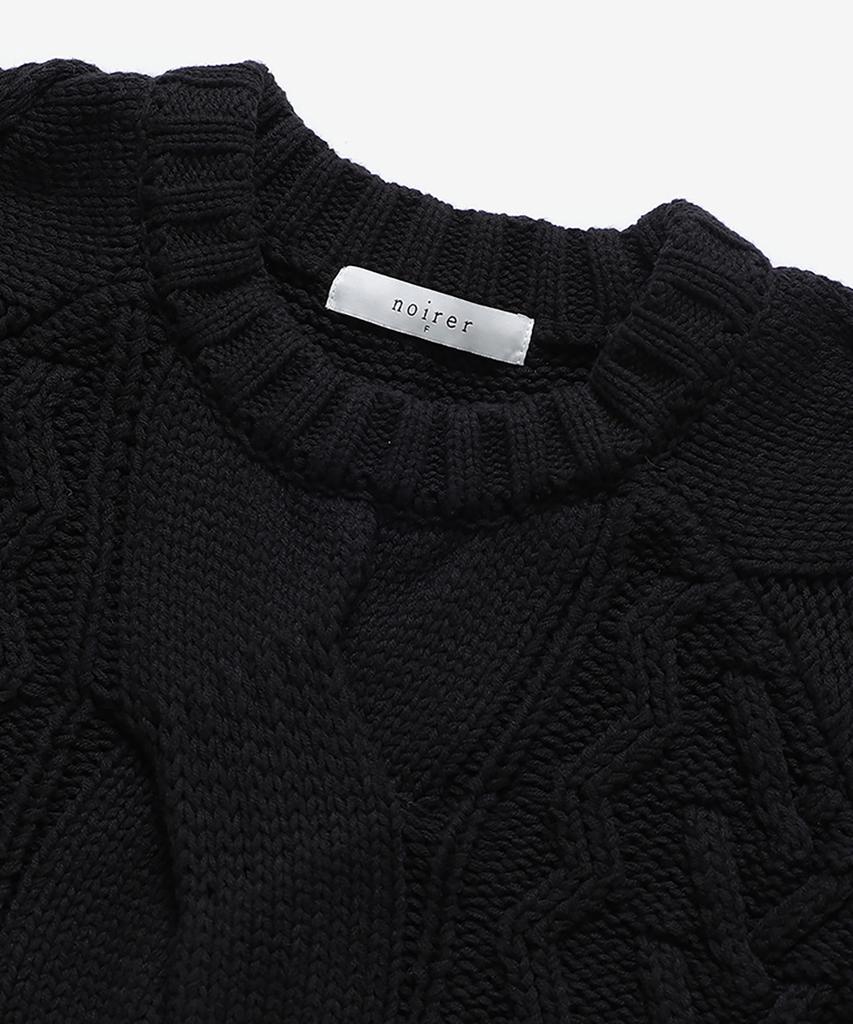 NOIRER FOR WOMAN Heavy Multi-Cable Sweater (Black)