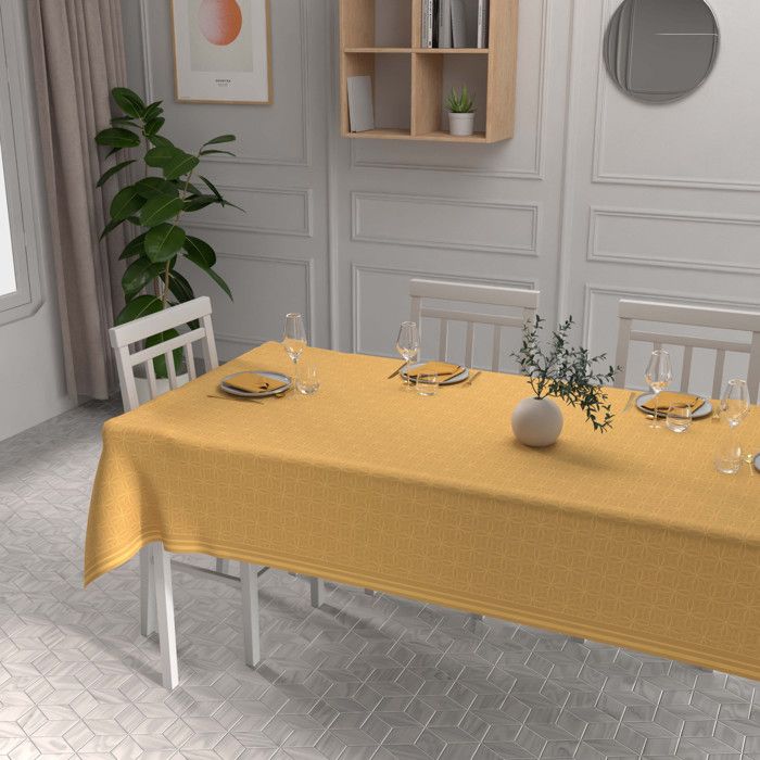 Rectangle Stain-resistant Printed Tablecloth 140x300 Cm LINOVA, by Soleil d'Ocre