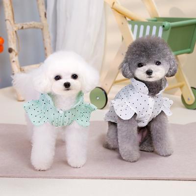 Polka Dot Pet Teddy Cat Puppy Dog Clothes Spring and Summer Thin Princess Wind Flying Sleeve Lining