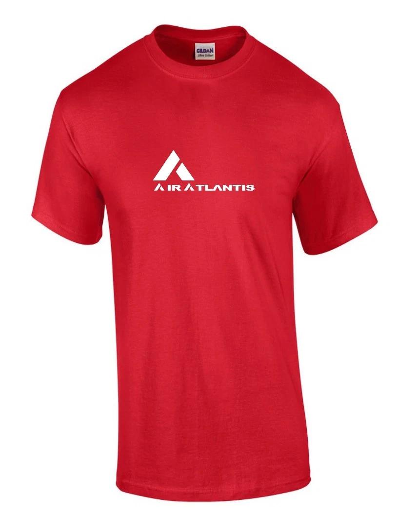 Air Atlantis White Logo Portuguese Airline Aviation Geek Red Cotton T-Shirt 4XL