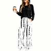 Women's Casual Pajama Set with Pockets Long Sleeve Printed Round Neck Loose Fit Loungewear