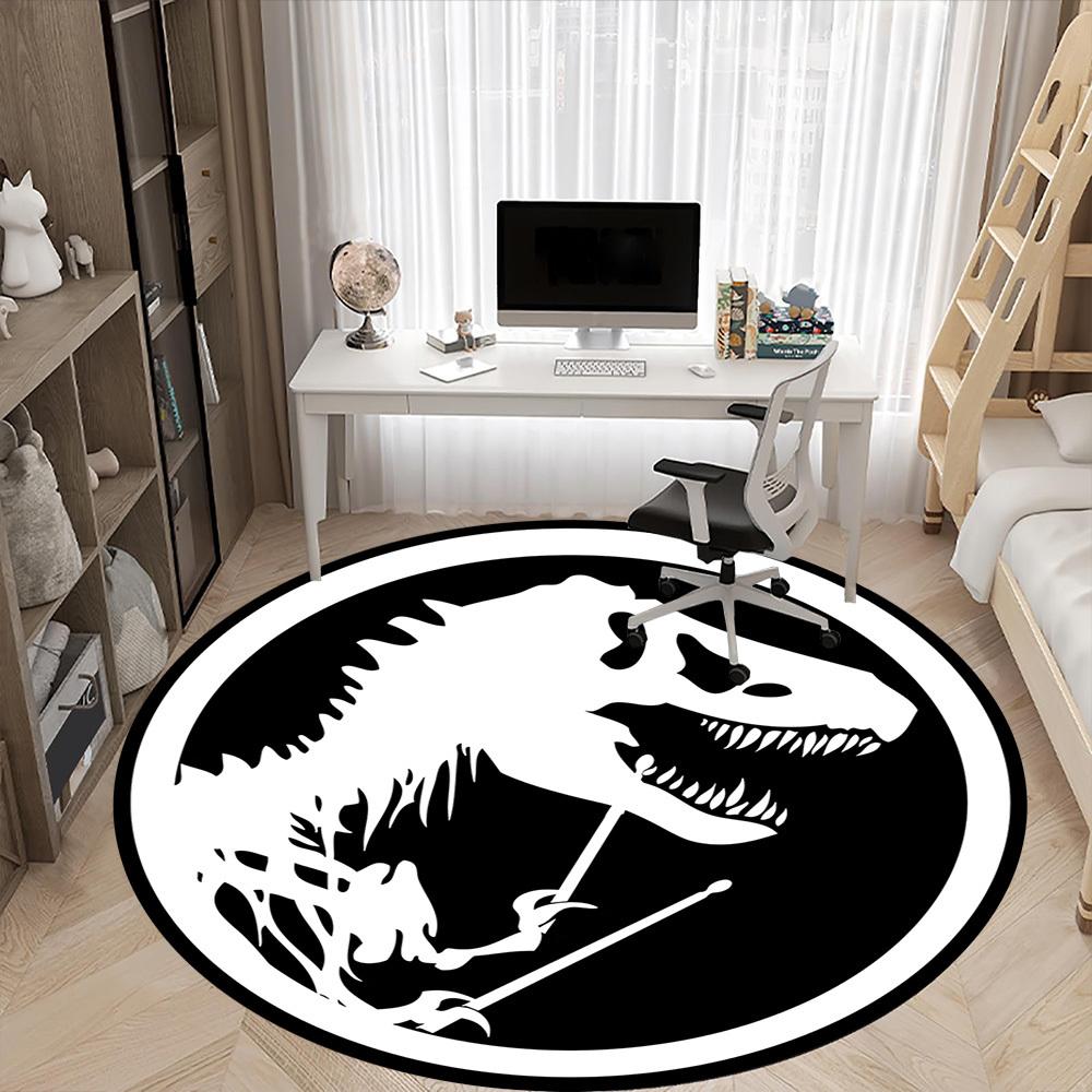 1pc Dino Dinosaur Office Round Area Rug, Under Office Chairs Bedroom Living Room Home Decor, Room Deco, Available in Various Sizes