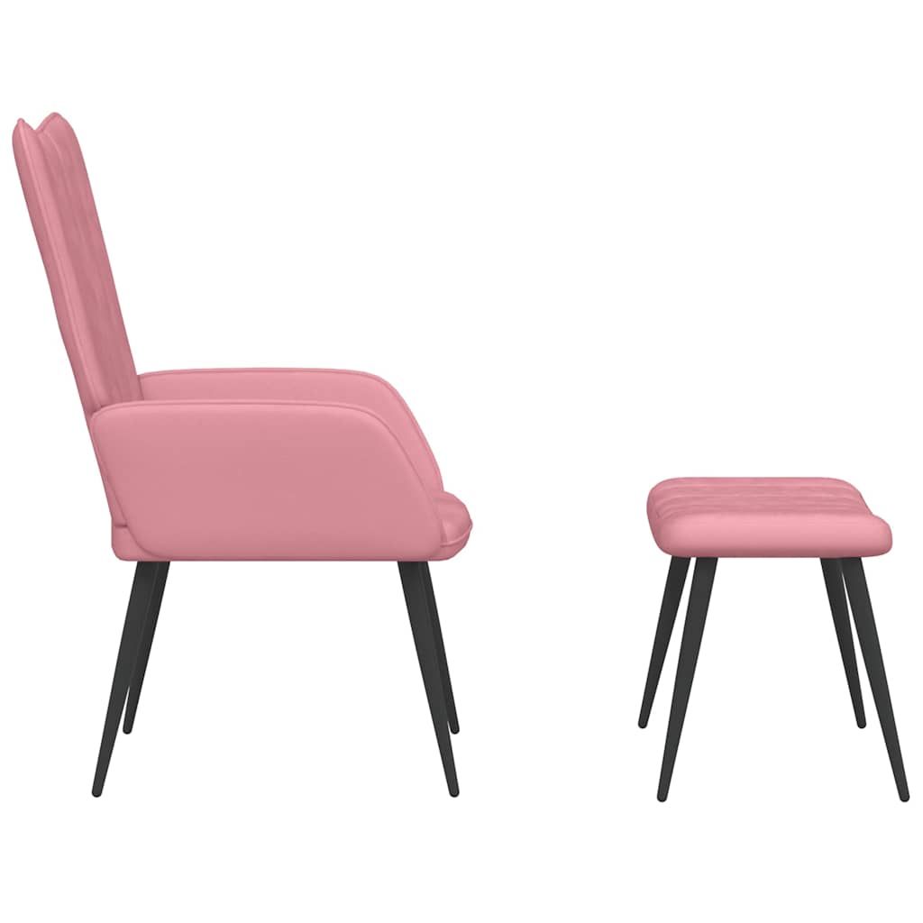 Vidaxl Armchair with Footrest, Pink, Upholstered In Velvet