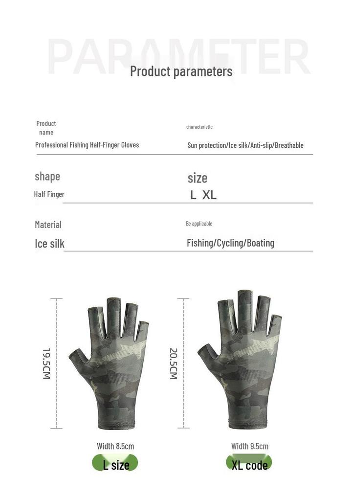 Herren Rutschfeste Elastische Halbfinger-Fischerhandschuhe - Sonnenschutz & Atmungsaktive Eis-Seide